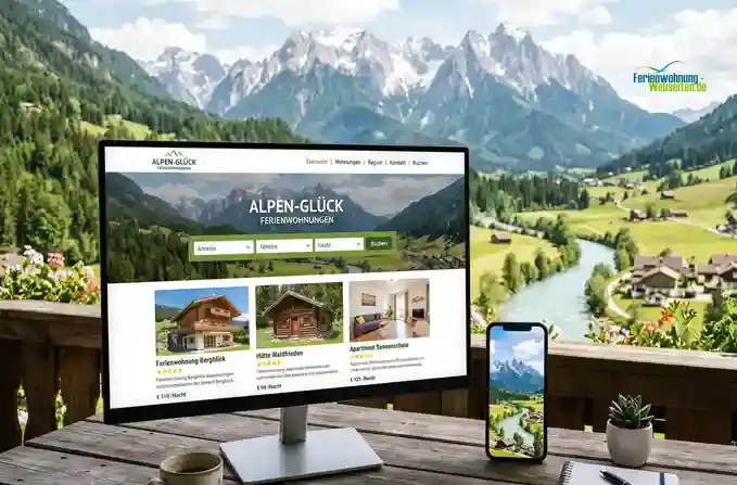Tablet & Smartphone mit Ferienwohnung Website