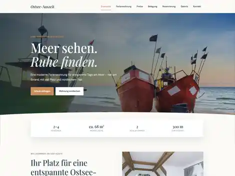 Website Vorlage Ferienwohnung Ostsee